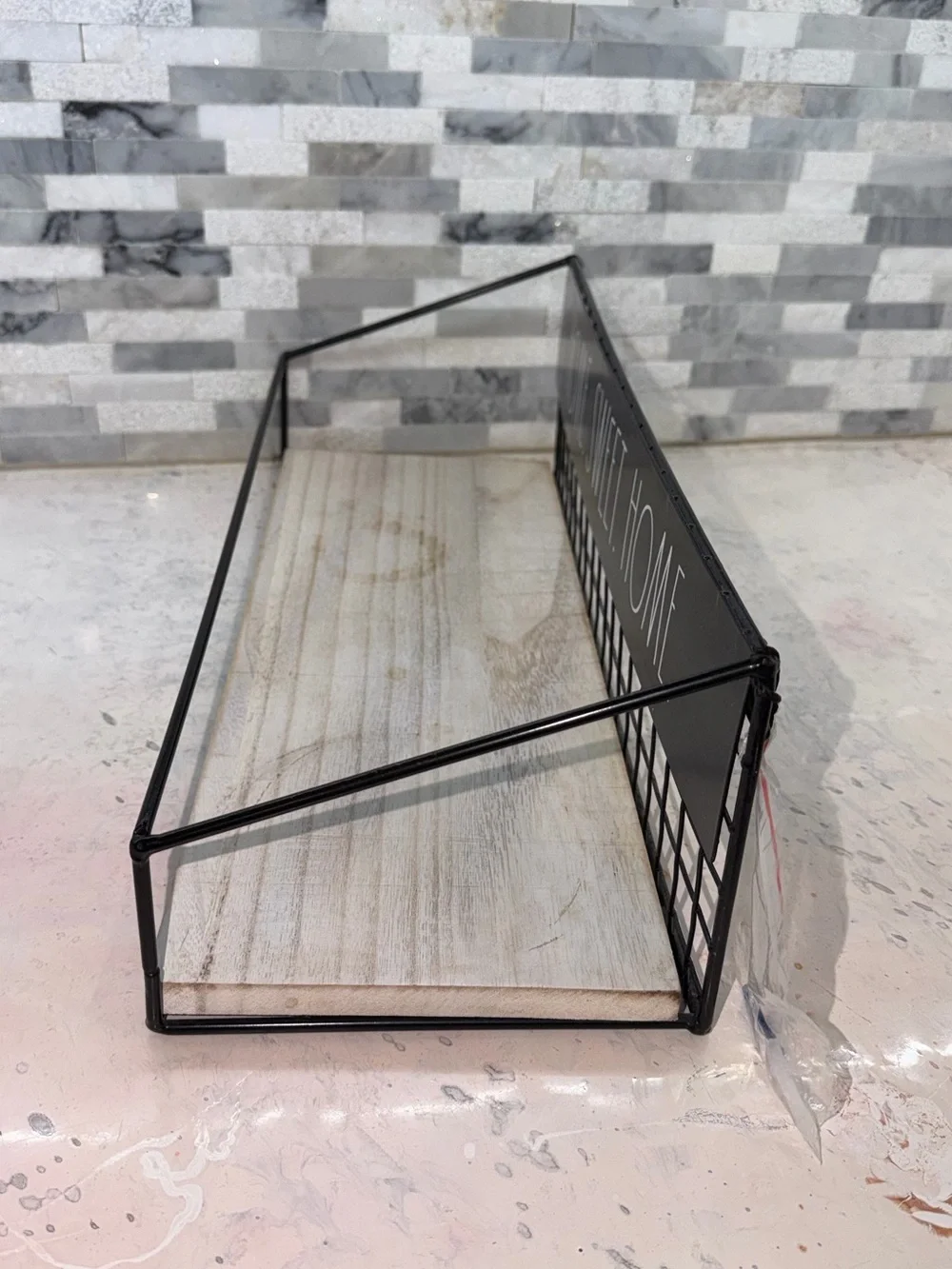 Rae Dunn HOME SWEET HOME Black Metal & Wood Wall Shelf